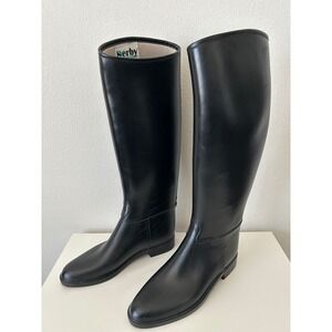 Derby Womens Black Leather Tall 40M Equestrian Horseback Riding Rain Stall Boots